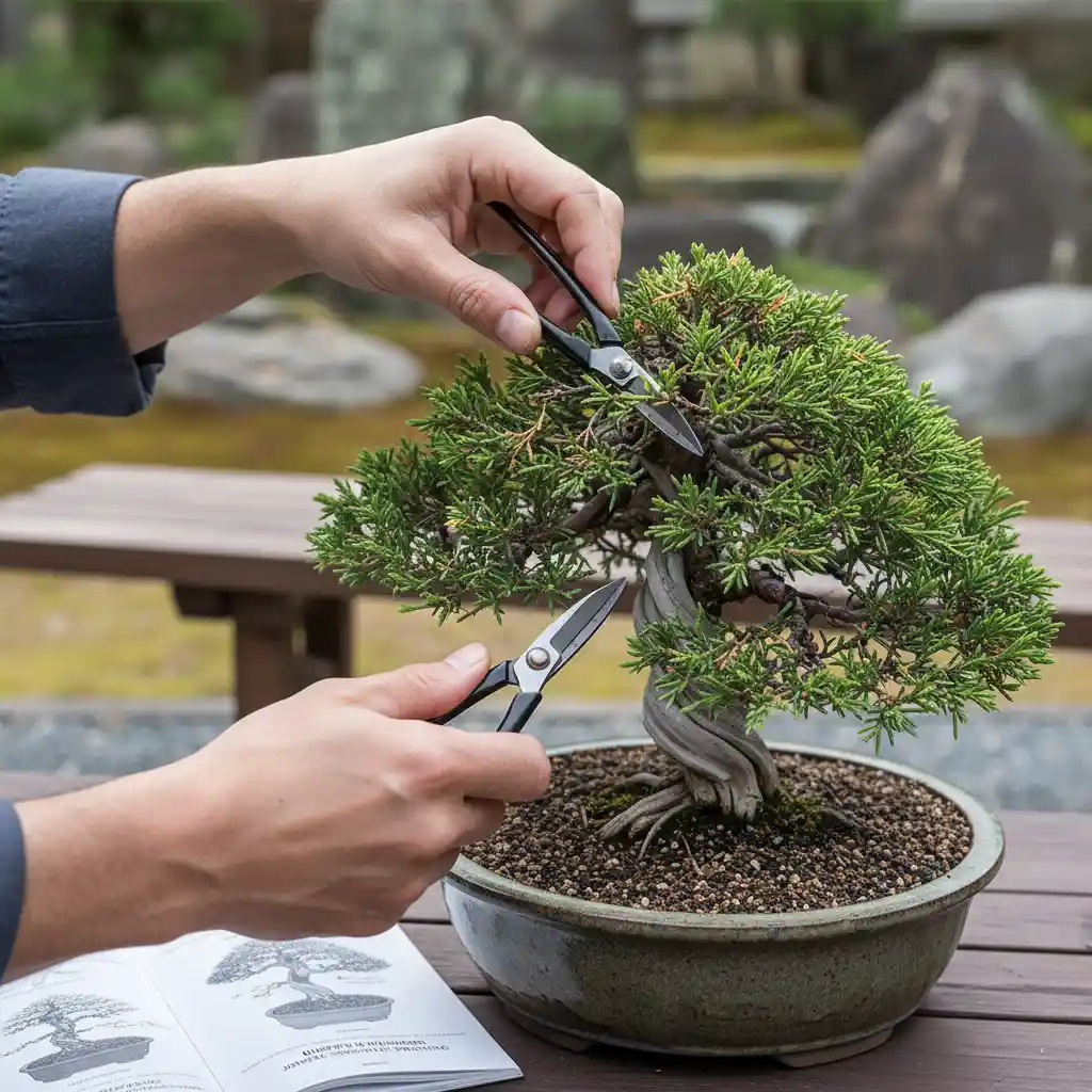 Bonsai Species & Cultivation - Hands gently pruning