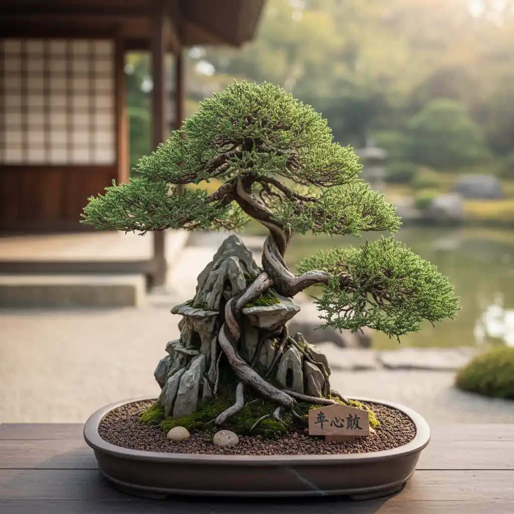 Bonsai Care & Maintenance - A serene image of an aged bonsai