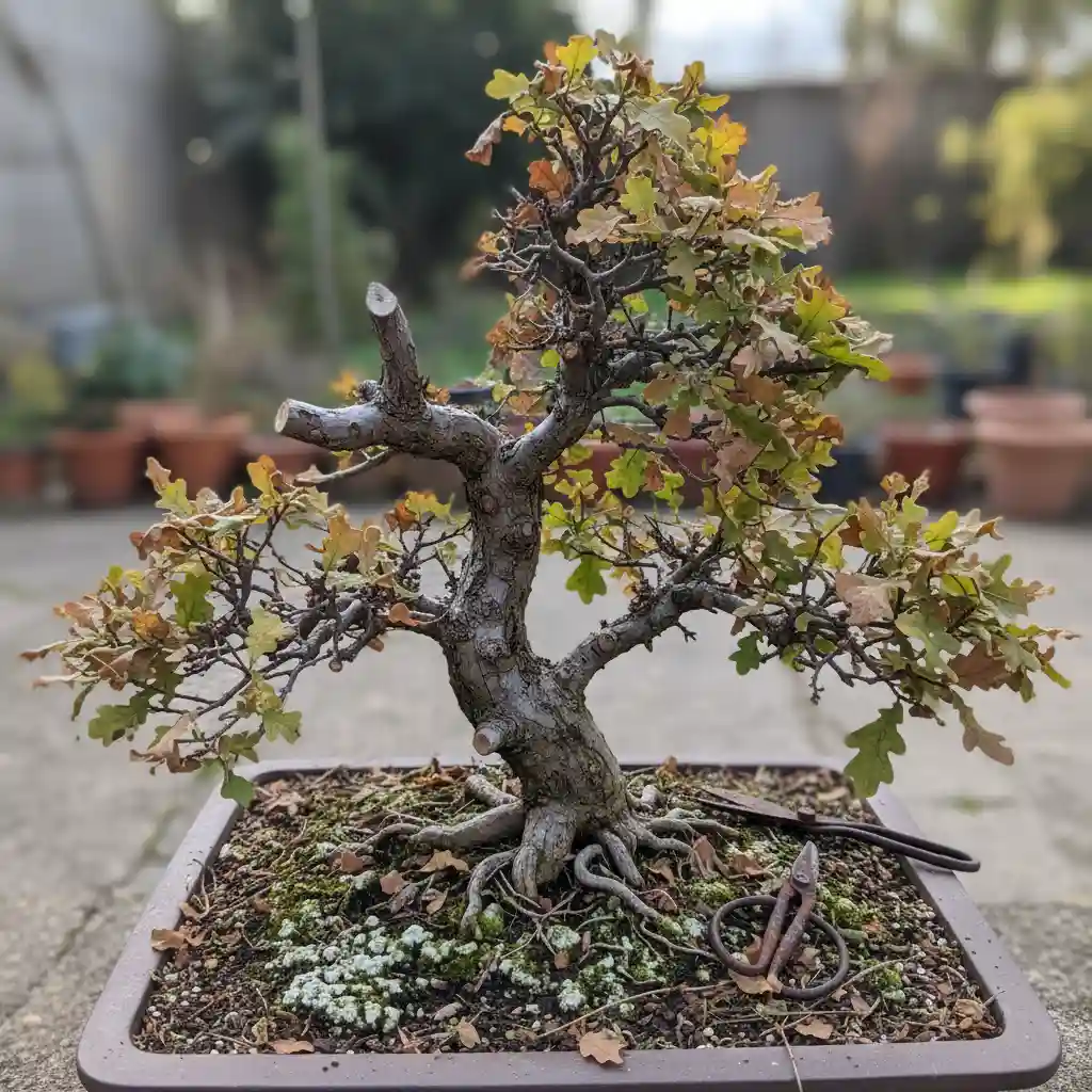Oak Bonsai Pruning Techniques - A neglected oak bons