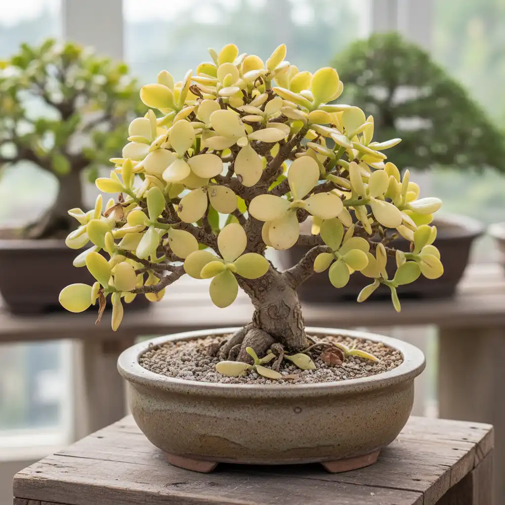 Jade Bonsai with yellowing leaves