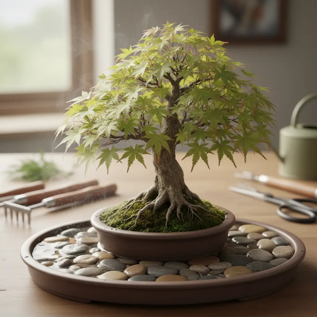 Basic Bonsai Watering & Light Requirements - A bonsai tree sittin