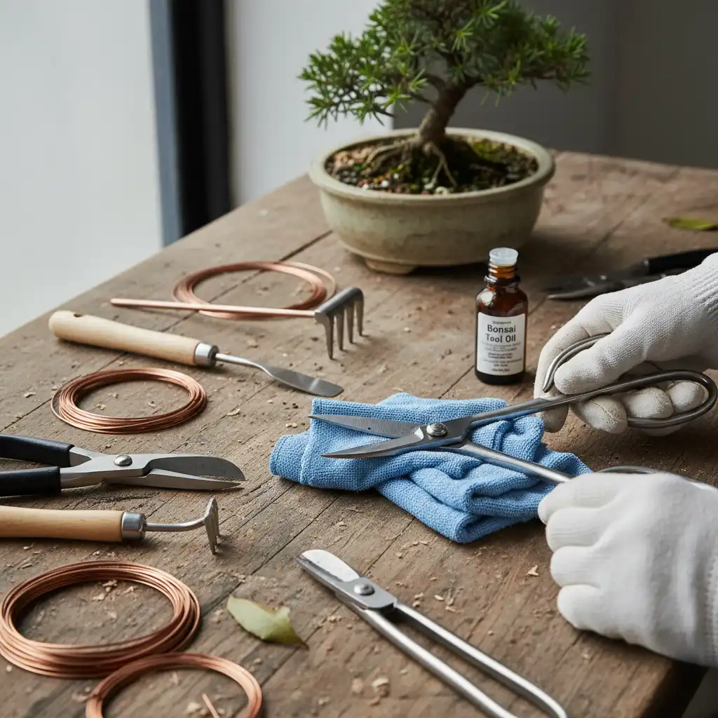 Essential Bonsai Tools for Beginners - Tools laid out with