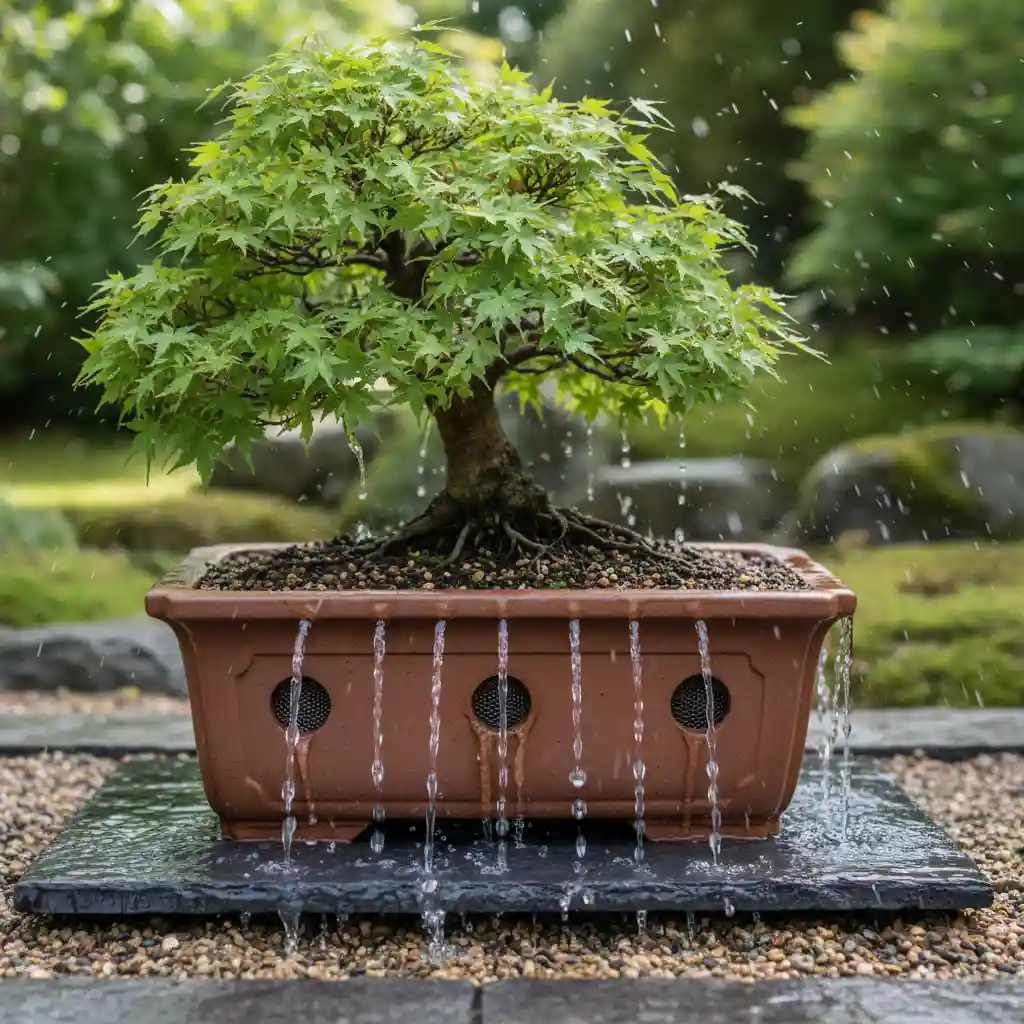 Basic Bonsai Watering Techniques - Water flowing freely