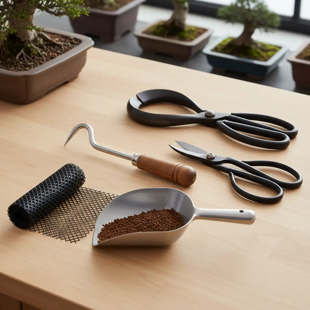 Repotting a New Bonsai for Beginners - Various bonsai tools