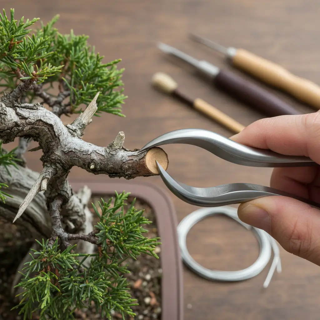 Choosing the Best Bonsai Tools for Styling - A close-up of a bons