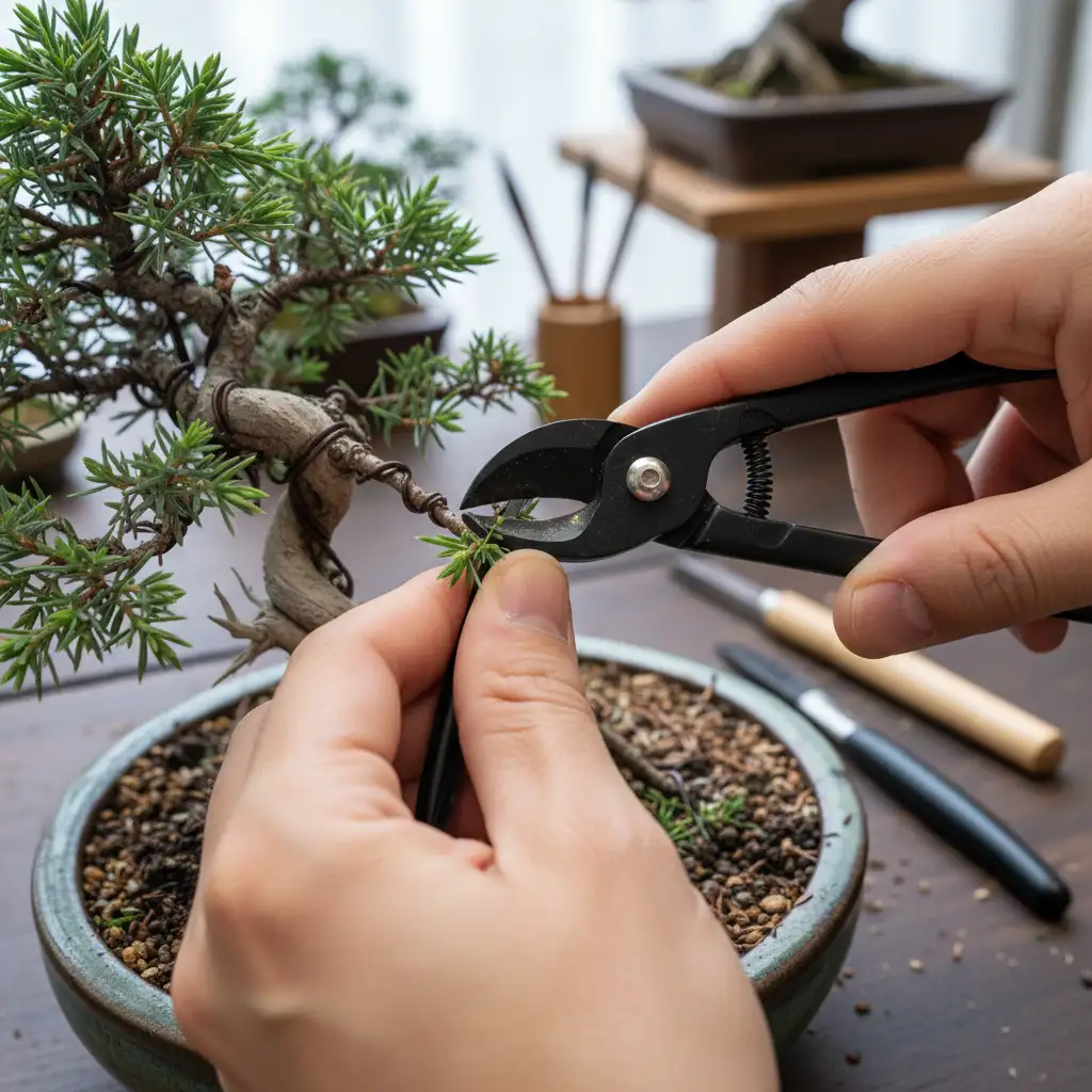 Bonsai Pruning & Wiring Techniques - Close-up of bonsai a