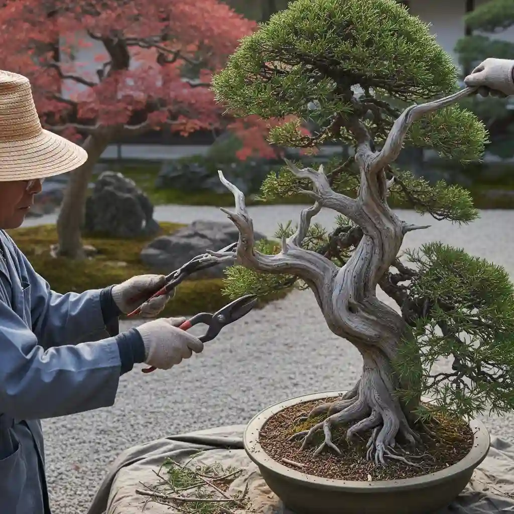 Pruning for Bonsai Shape and Health - A bonsai tree underg