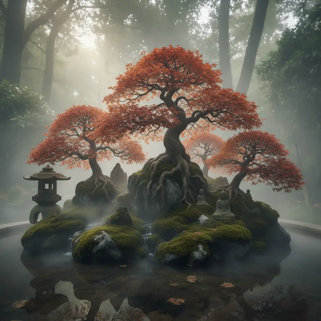 Designing Bonsai Compositions and Plantings - Moody atmospheric po
