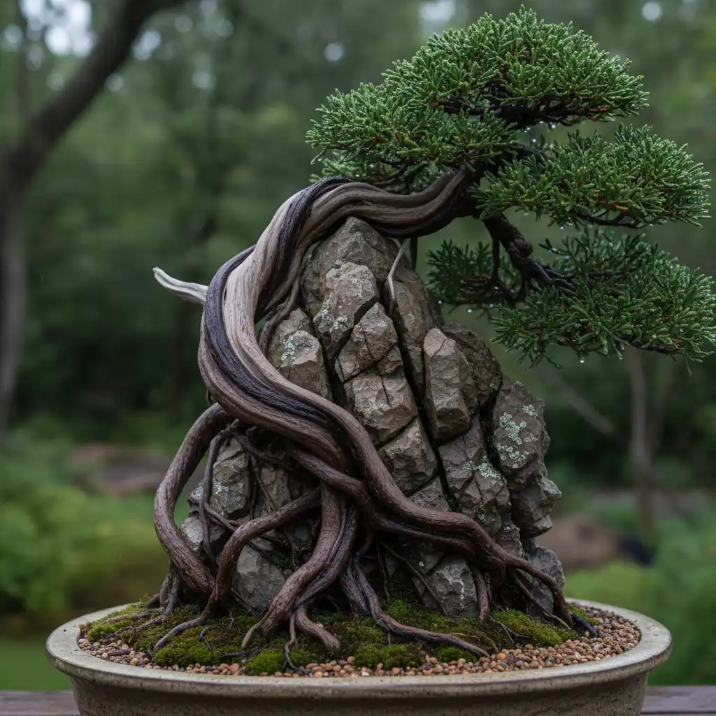 Designing Bonsai Compositions and Plantings - Bonsai root-over-roc