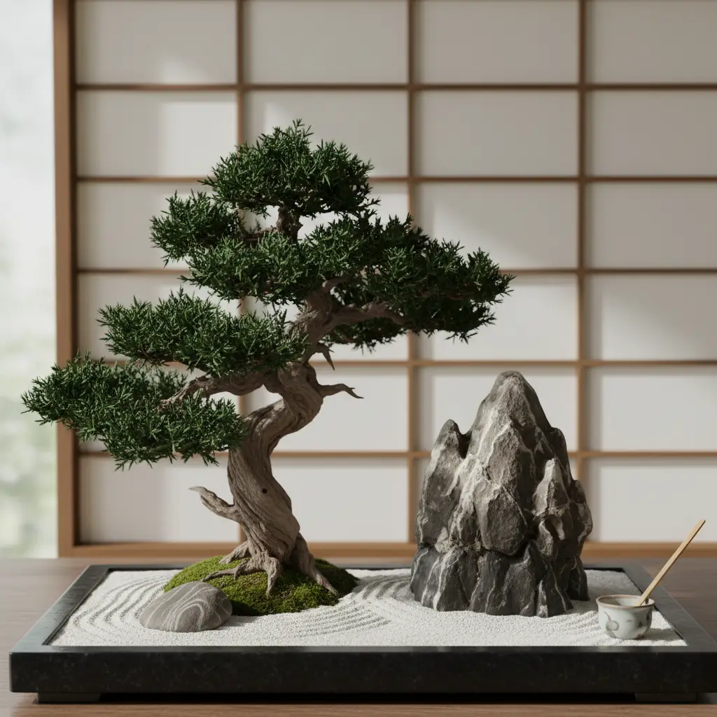 Designing Bonsai Compositions and Plantings - A bonsai tree displa