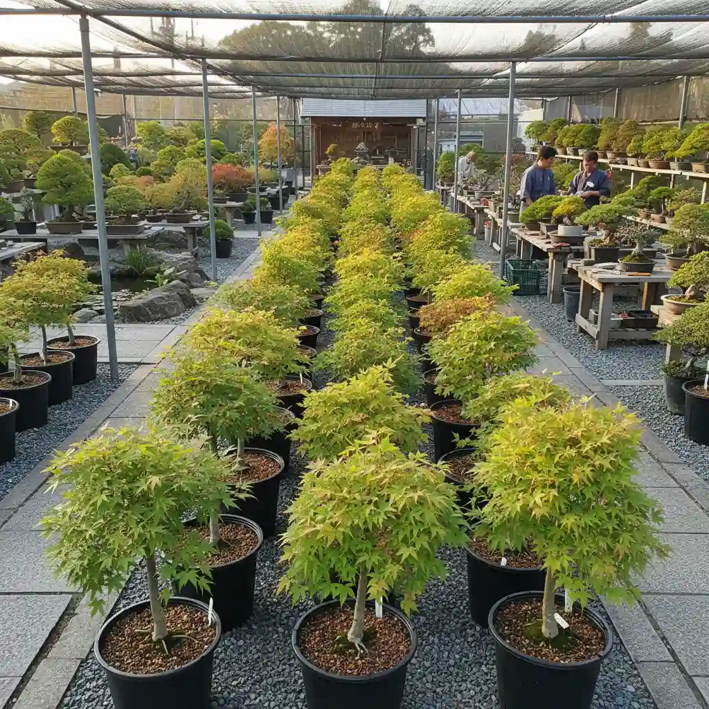 Maple Bonsai Cultivation: Seasonal Care and Styling - A selection of young