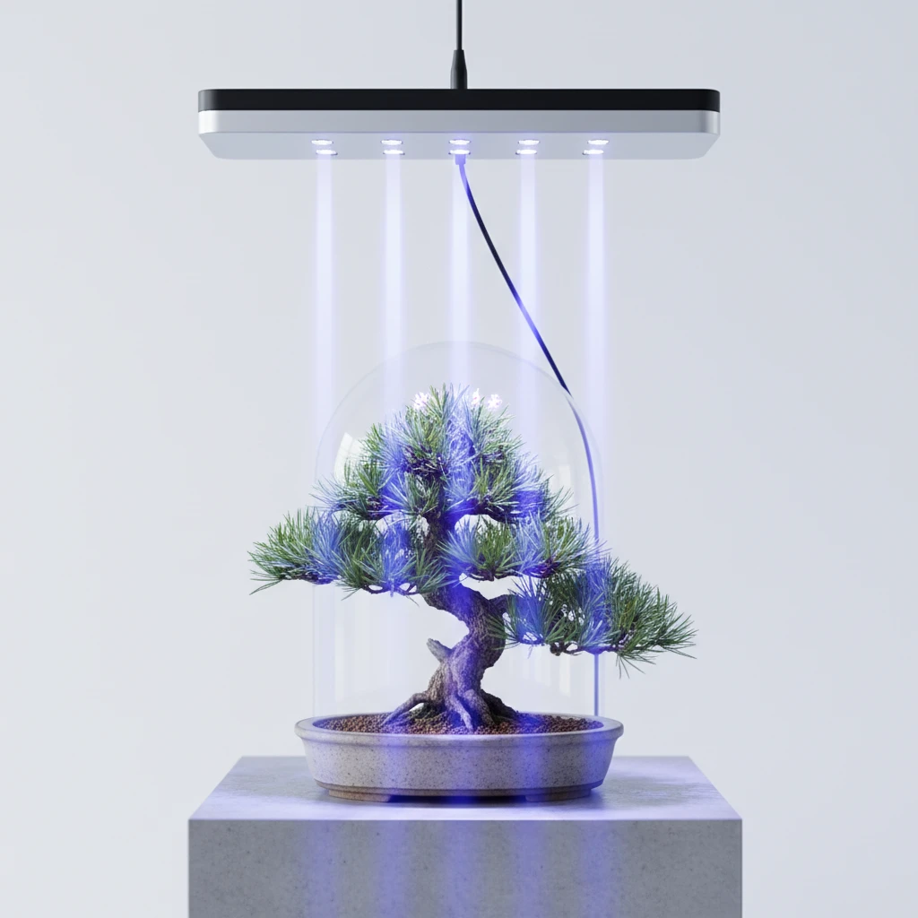 Bonsai Grow Lights: Choosing the Right Spectrum - A bonsai tree placed