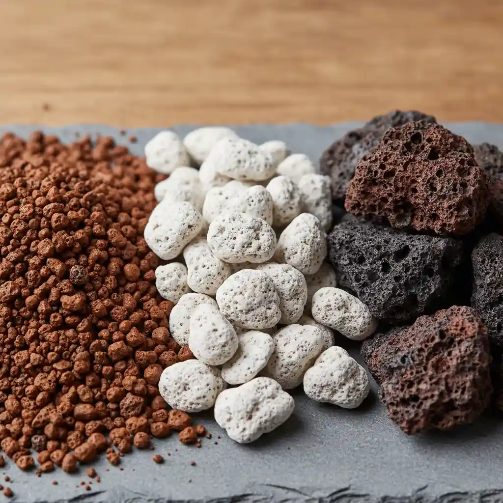 Bonsai Soil Reviews: Akadama, Pumice, Lava Rock - Close-up of differen