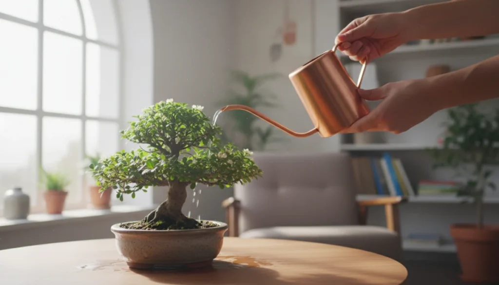 Watering Bonsai Trees: How Often & How Much - A person gently wate