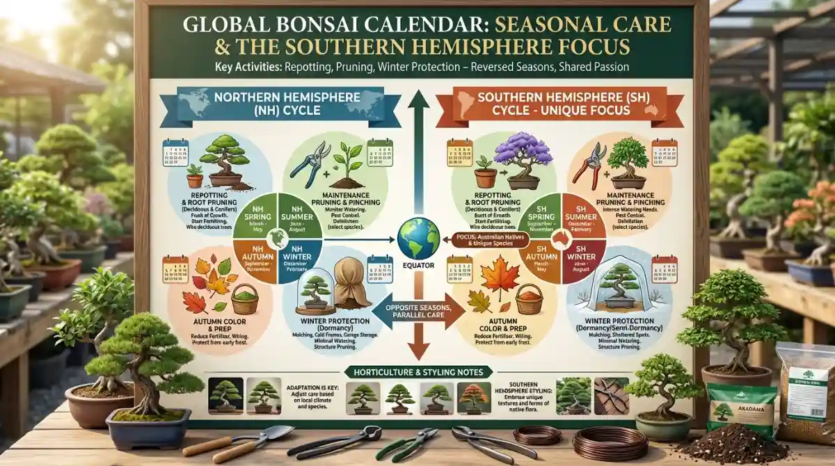 Southern Hemisphere seasonal bonsai care calendar