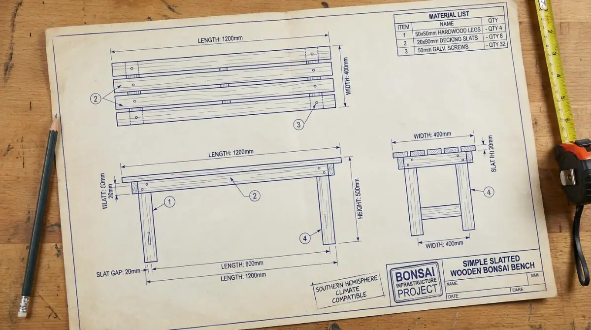 DIY bonsai bench plans blueprint