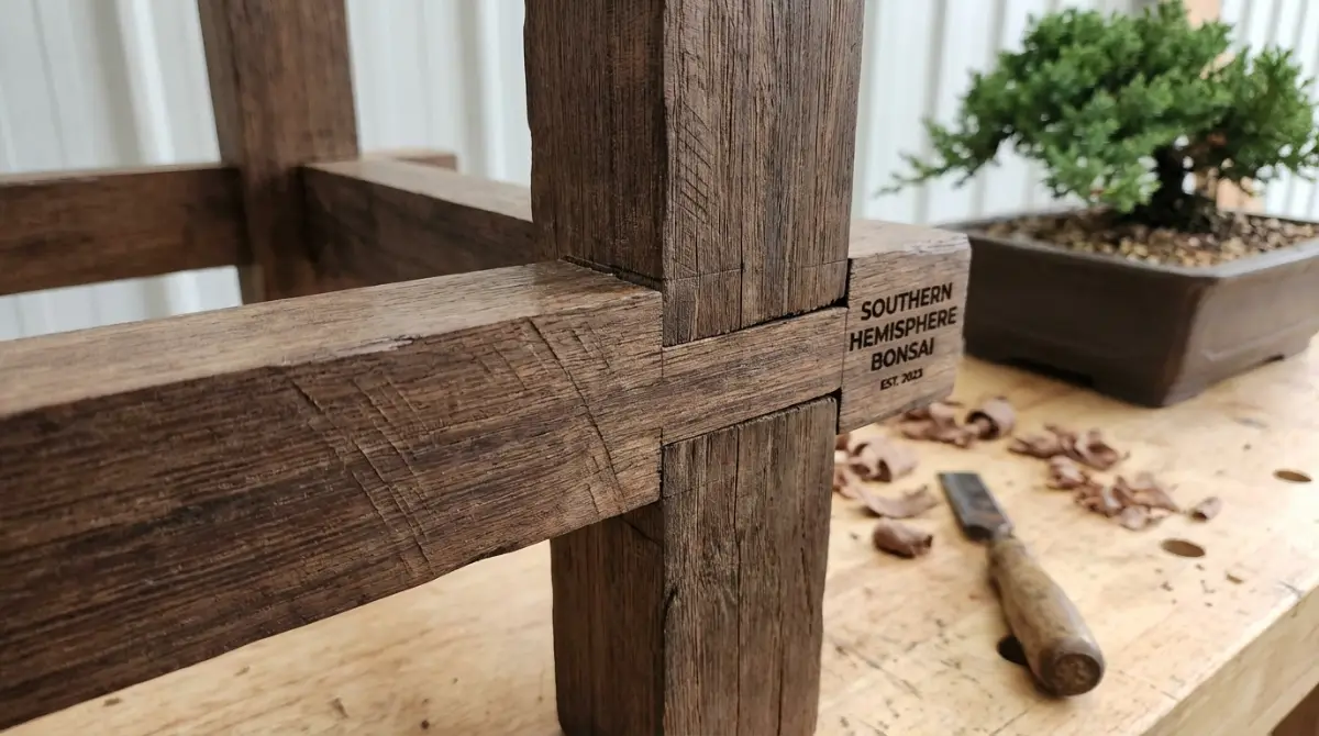 Mortise and tenon joint for sturdy bonsai stand construction