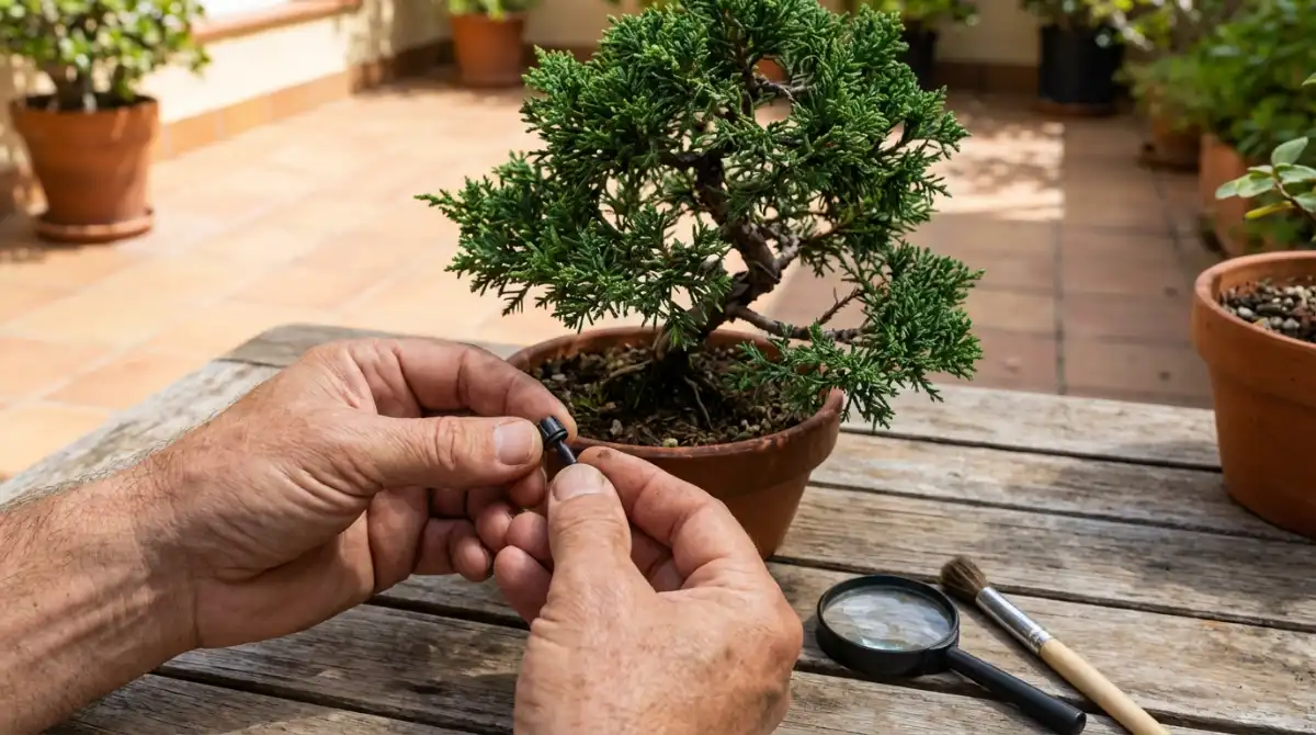 Troubleshooting clogged drip emitter in bonsai irrigation
