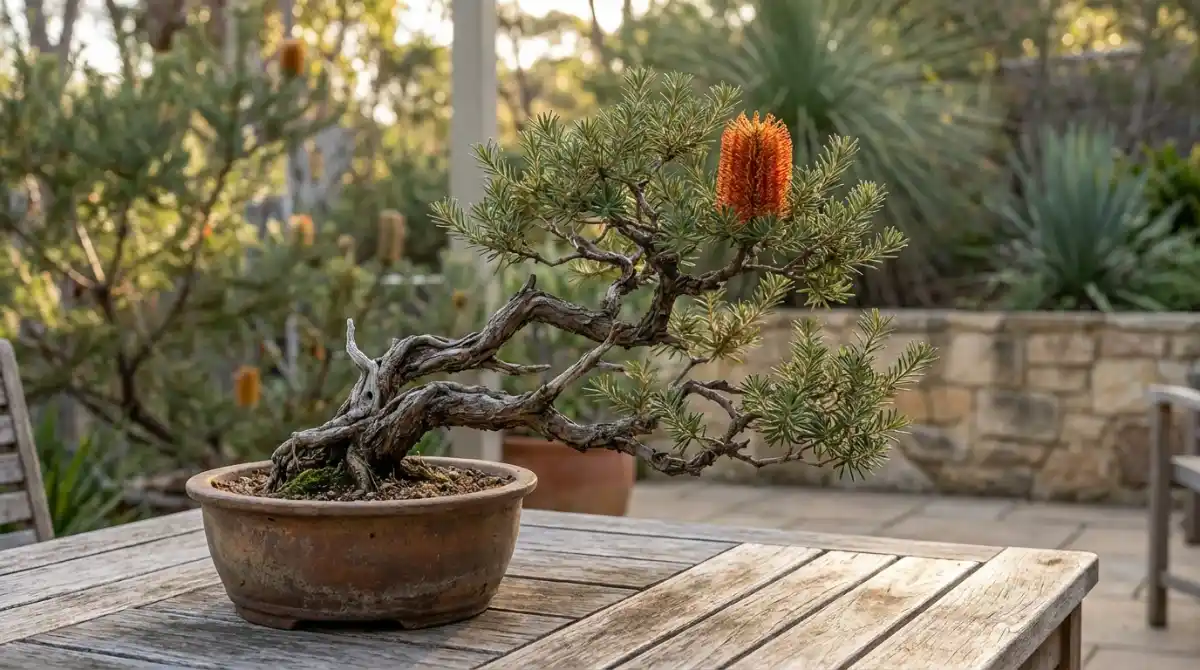 Flowering Banksia ericifolia bonsai