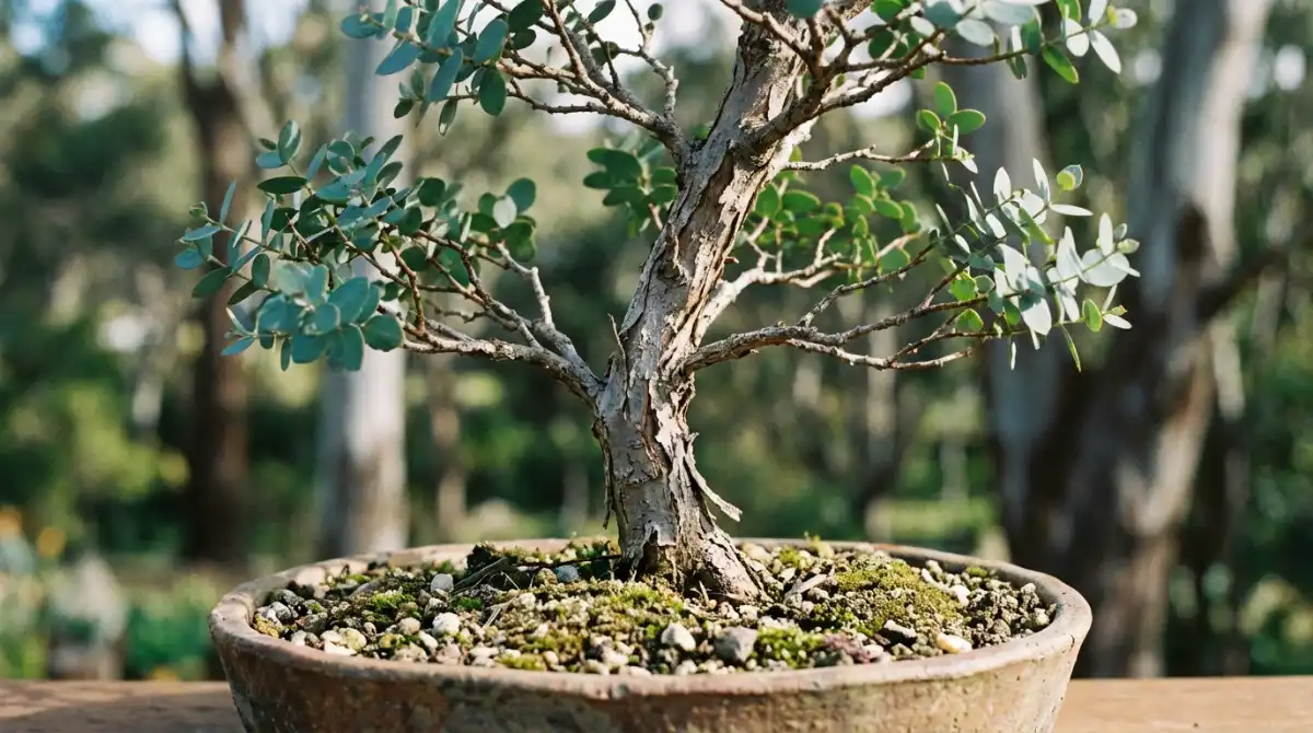 Young Eucalyptus nicholii bonsai, ideal for styling
