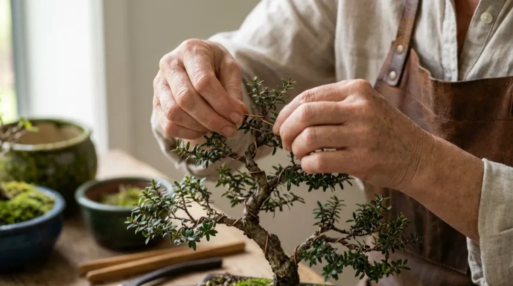 Wiring technique for NZ native bonsai