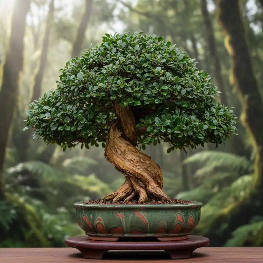 Native New Zealand Kauri bonsai, showcasing unique NZ bonsai culture