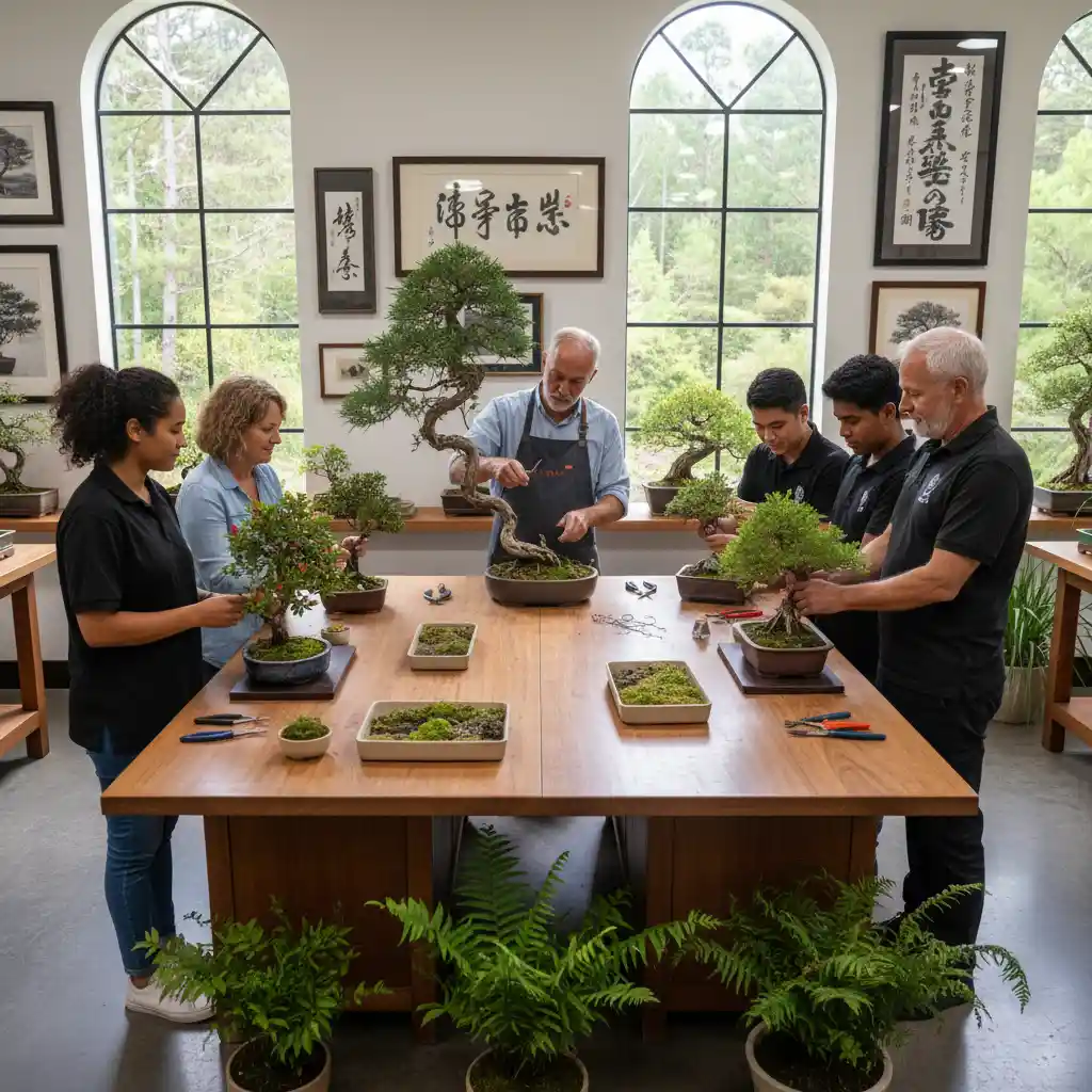 Bonsai master teaching native NZ bonsai workshop