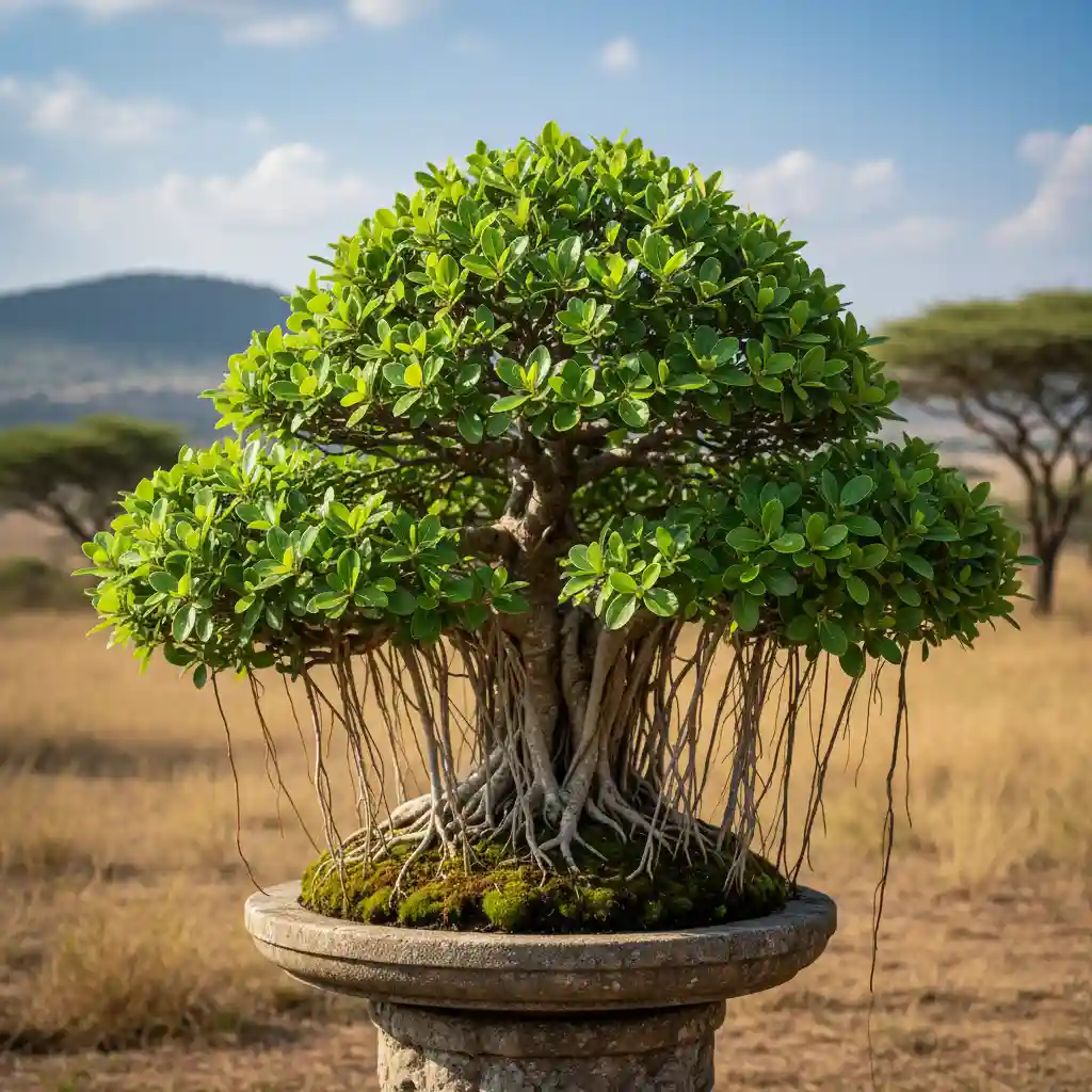 Tropical bonsai tree thriving in Southern Africa