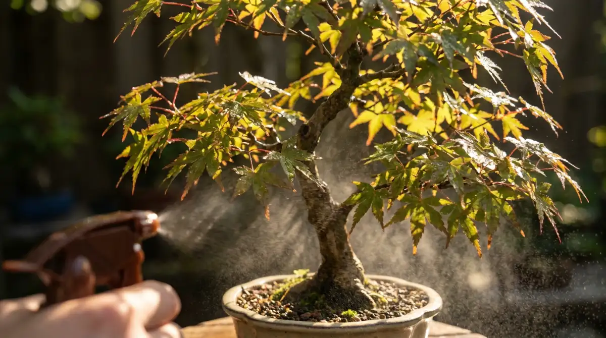 Bonsai watering in Australian summer