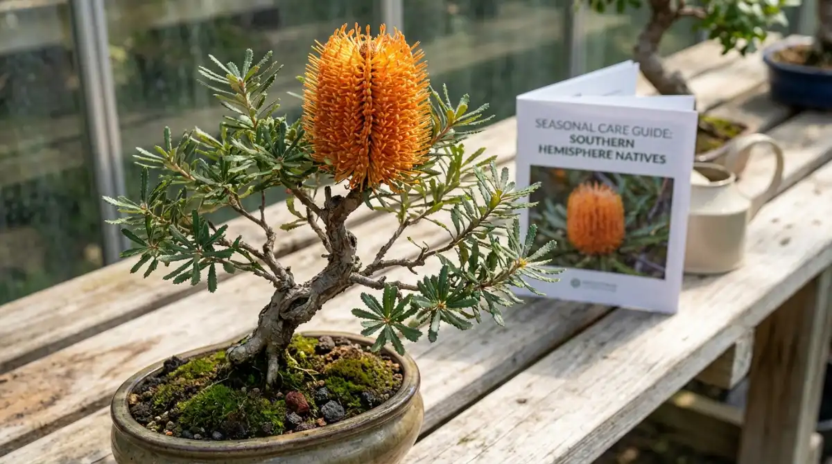 Miniature Banksia flower spike on bonsai