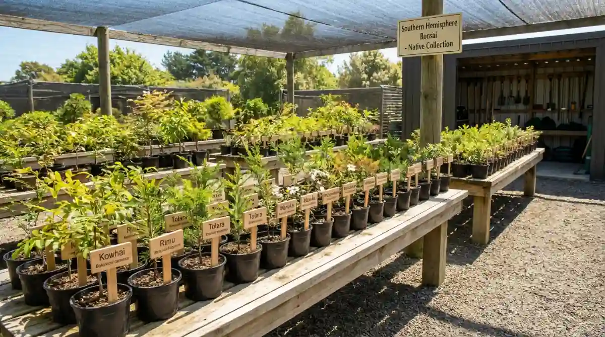 Nursery stock of New Zealand native bonsai saplings