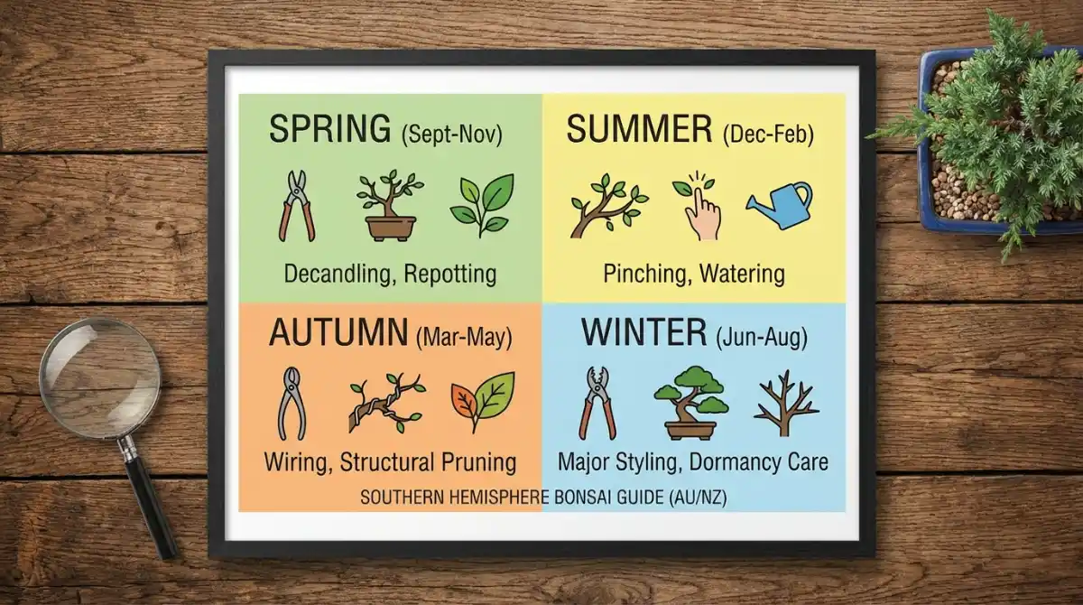 Southern Hemisphere bonsai pruning calendar