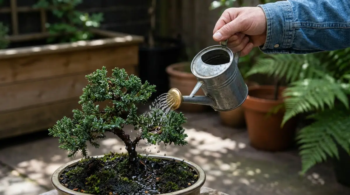 Proper watering technique for bonsai during summer
