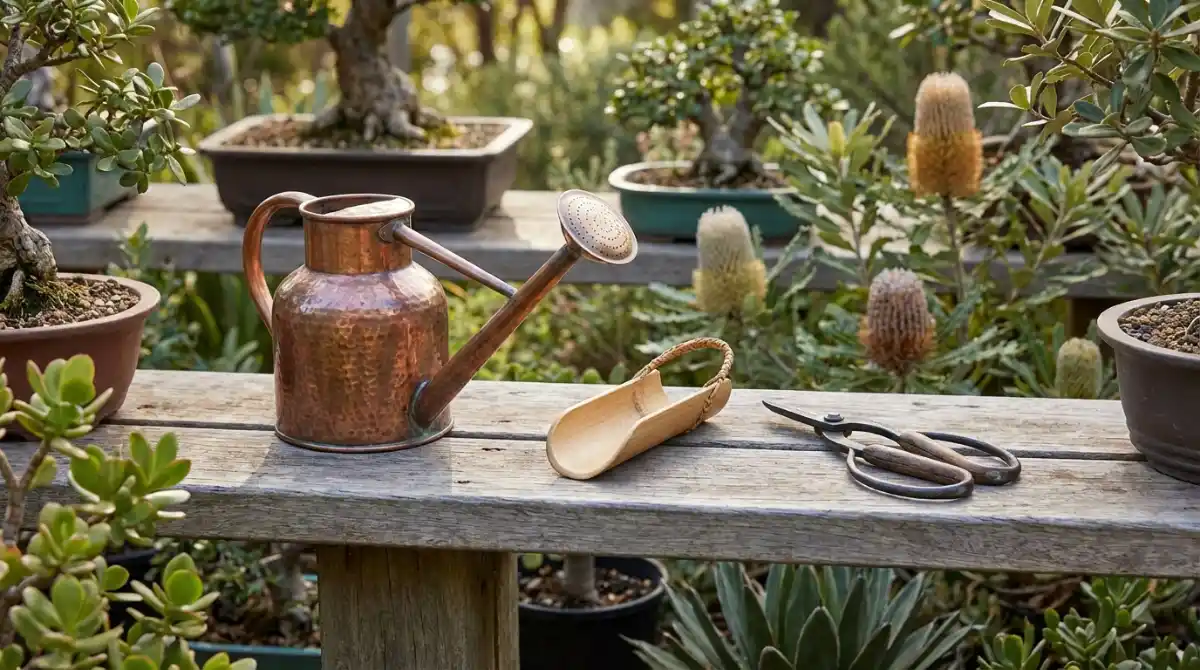 Bonsai watering tools essential for summer care