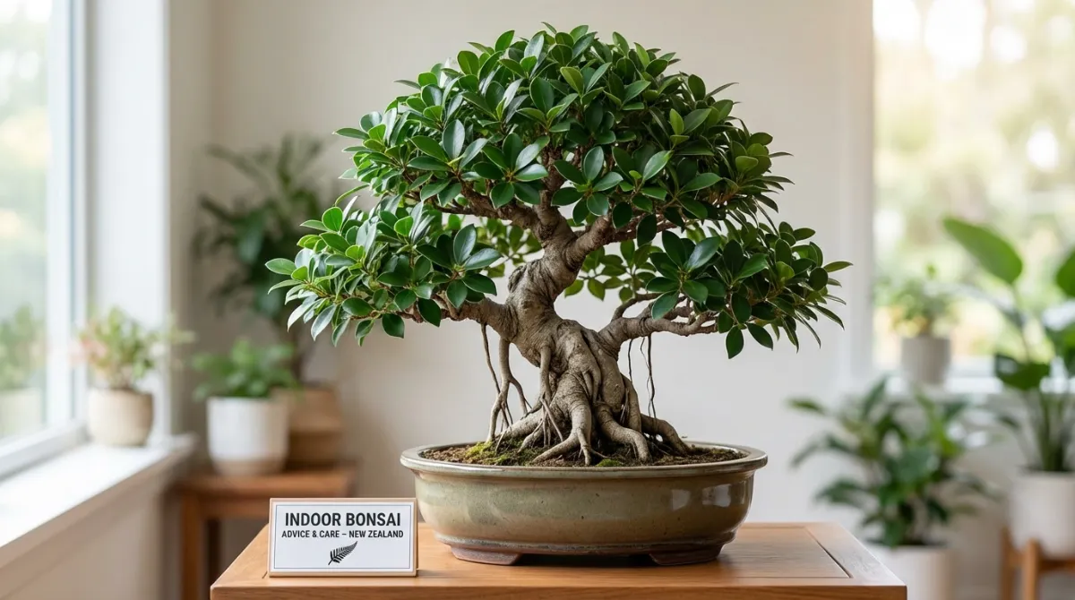 Ginseng Ficus bonsai with prominent aerial roots