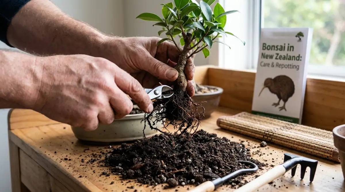 Repotting techniques for indoor bonsai in NZ