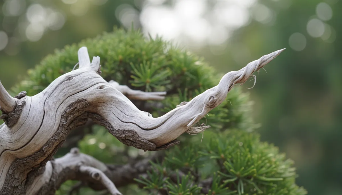 Creating Deadwood Effects (Jin & Shari) on Bonsai - Close-up of a bonsai