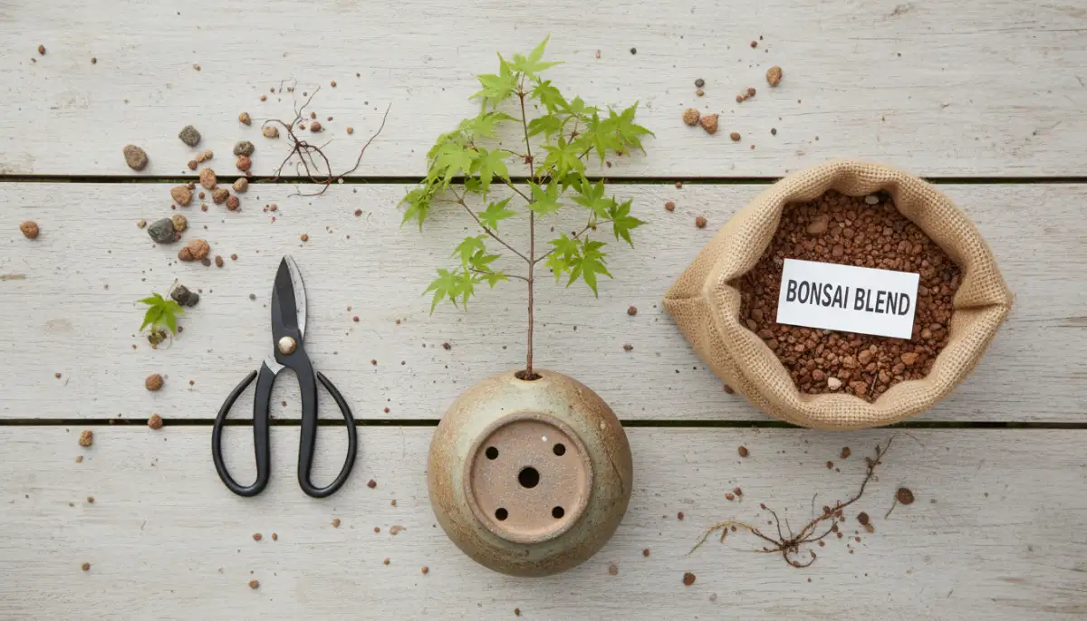 Bonsai Starter Kit Comparison: What to Look For - An overhead shot of