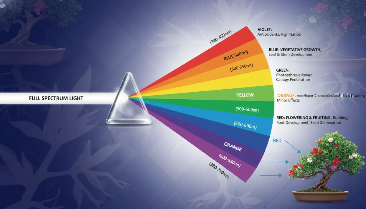 Bonsai Grow Lights: Choosing the Right Spectrum - An abstract, scienti