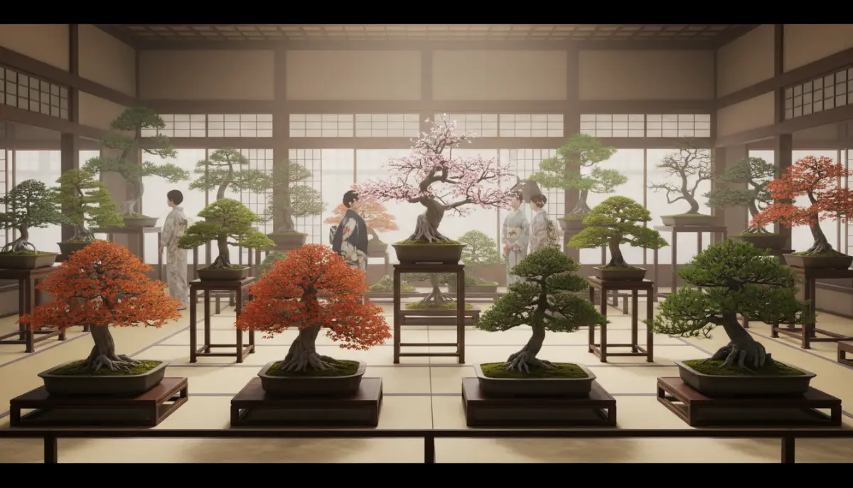 Major Bonsai Exhibitions and Shows Worldwide - A wide shot inside a