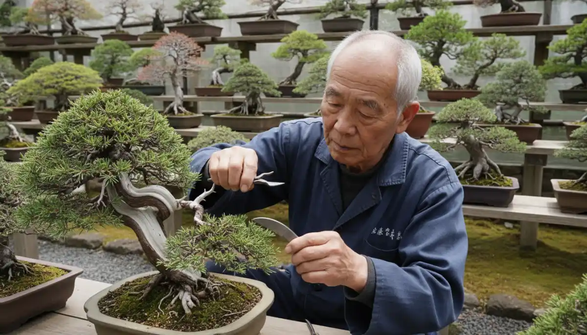Major Bonsai Exhibitions and Shows Worldwide - An elderly Japanese