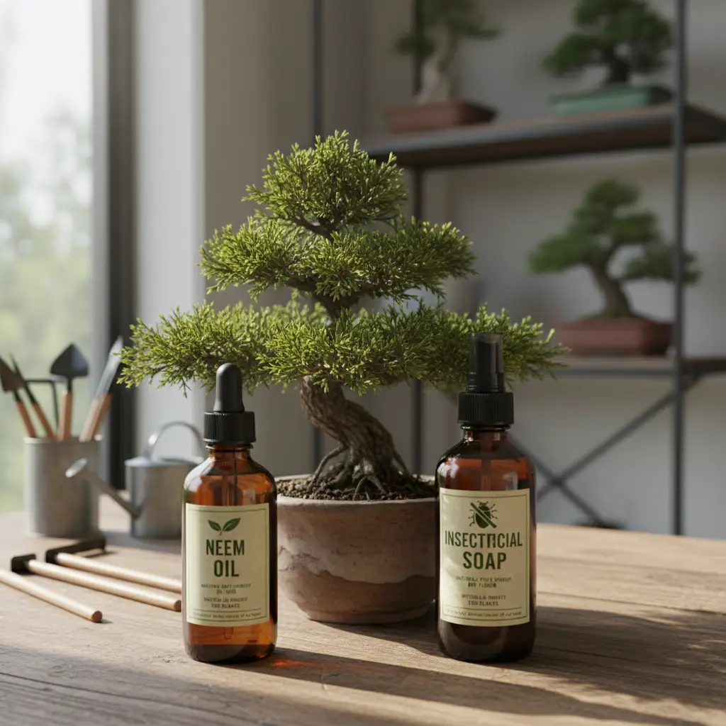Neem oil and insecticidal soap for bonsai