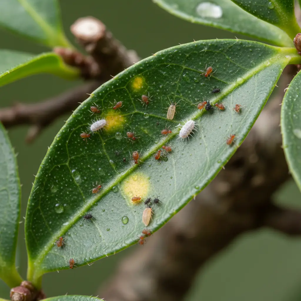 Bonsai Branch Dieback Causes - Magnified view of sm