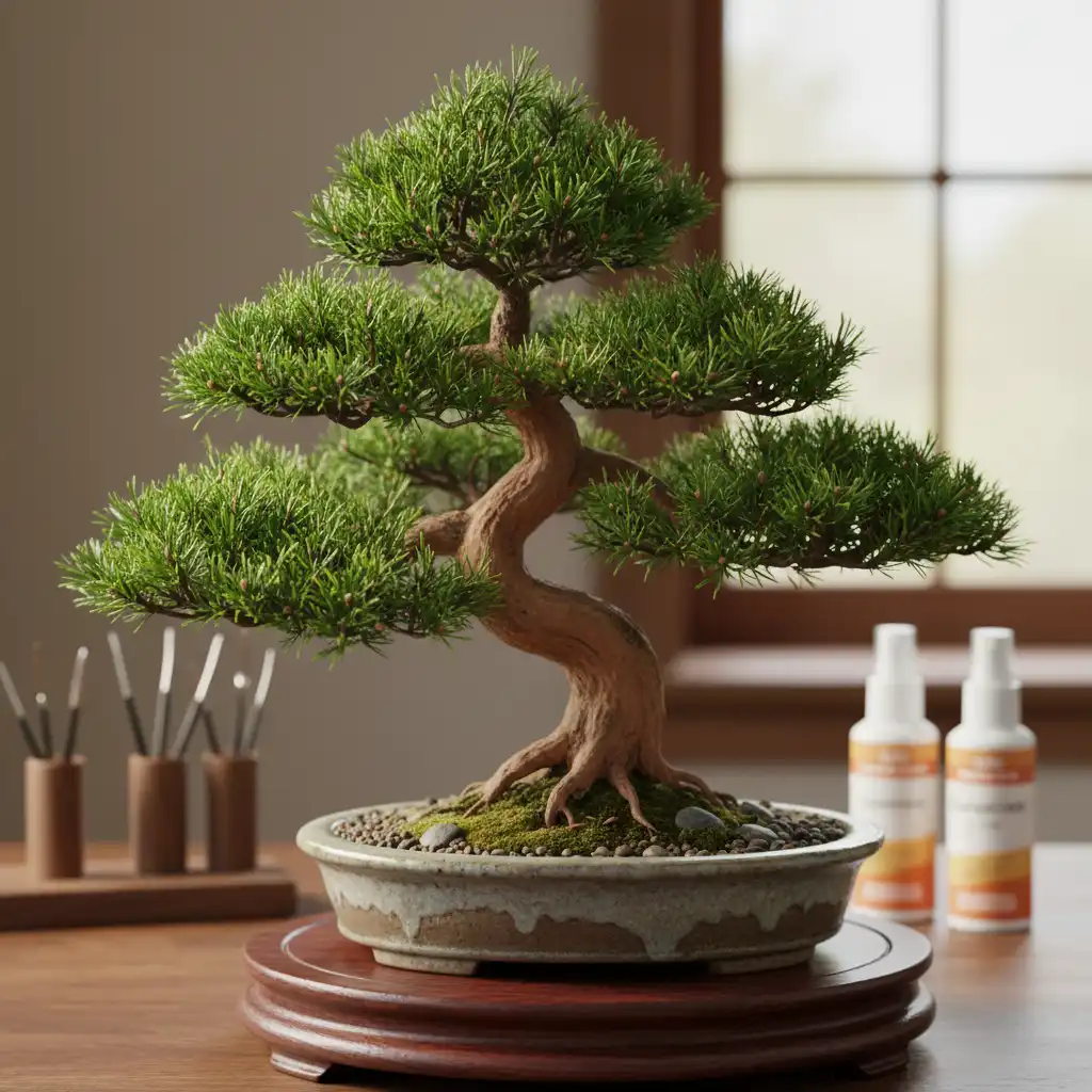 Thriving bonsai tree due to proper care
