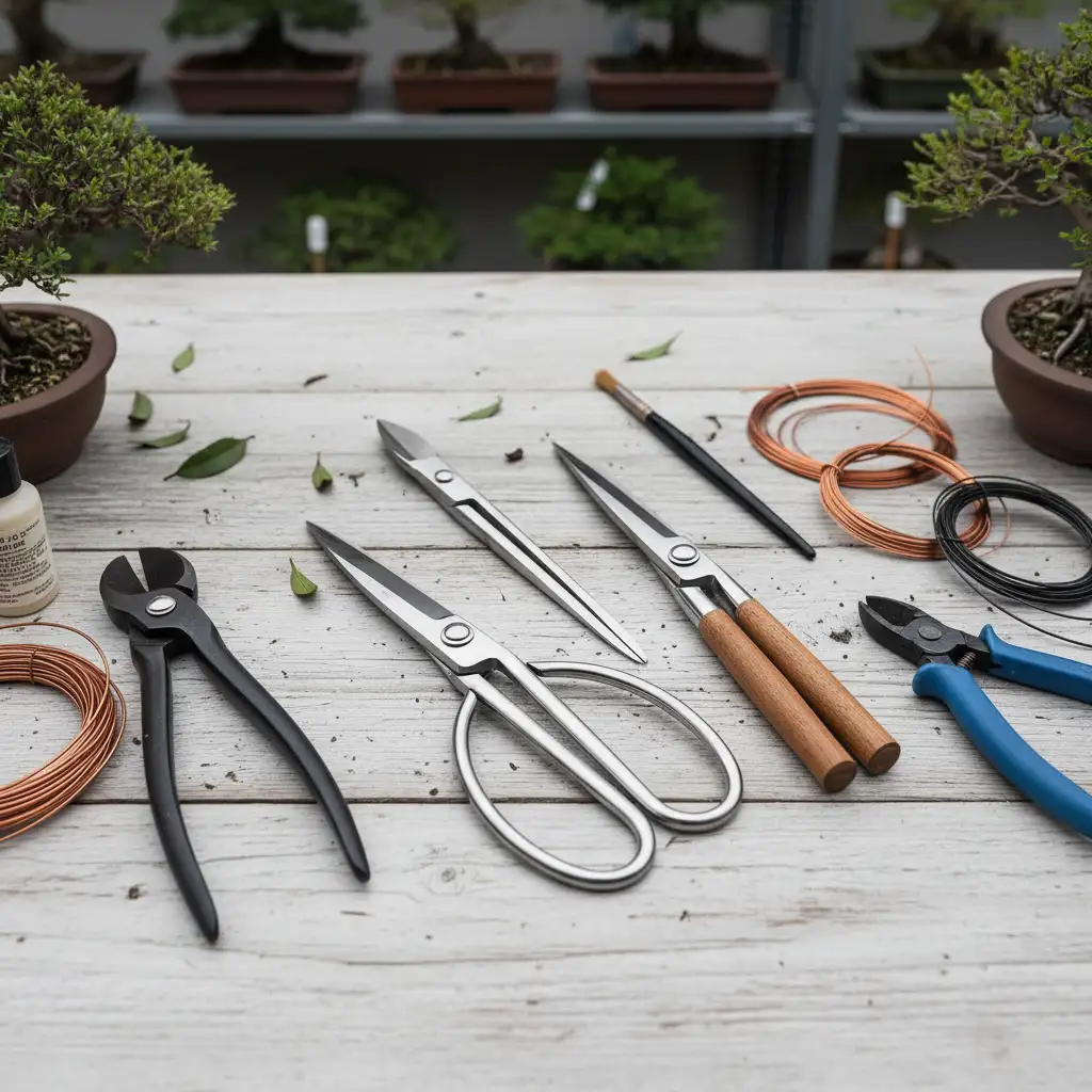 Maple Bonsai Care Tips - Bonsai tools laid ou