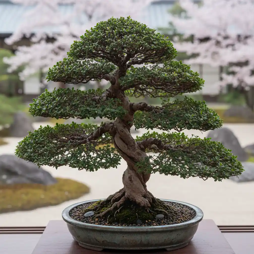 A beautifully styled bonsai tree