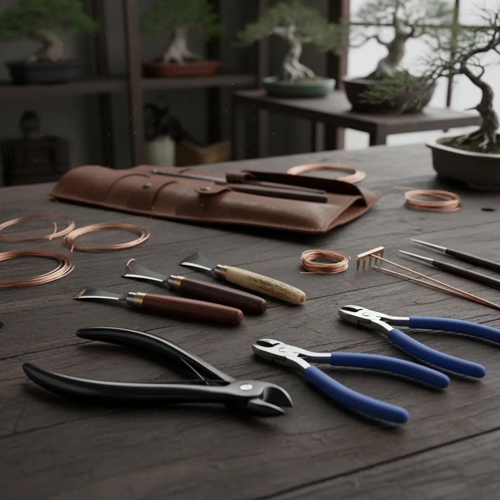 A set of professional bonsai tools