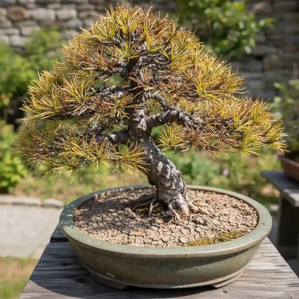 Pine Bonsai Watering Schedule - Close-up of a stress