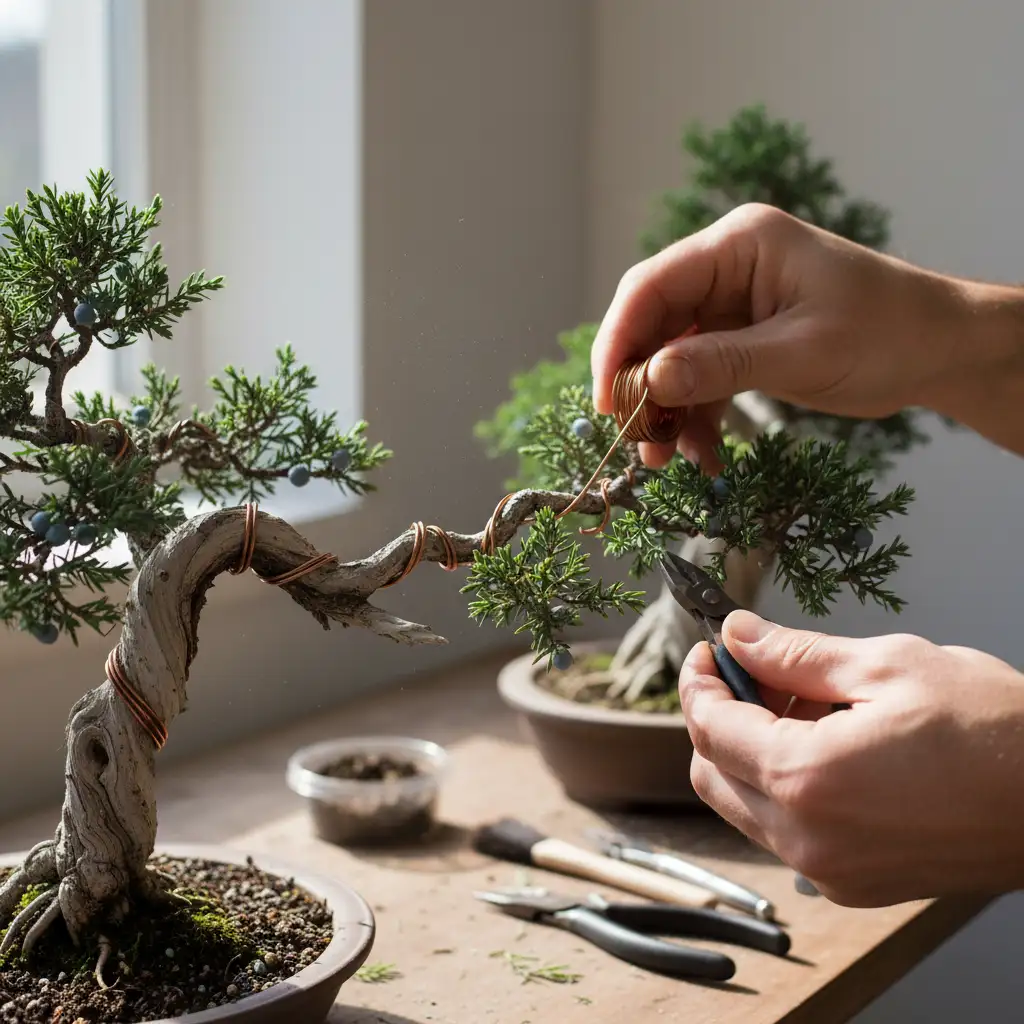 Wiring a juniper bonsai branch