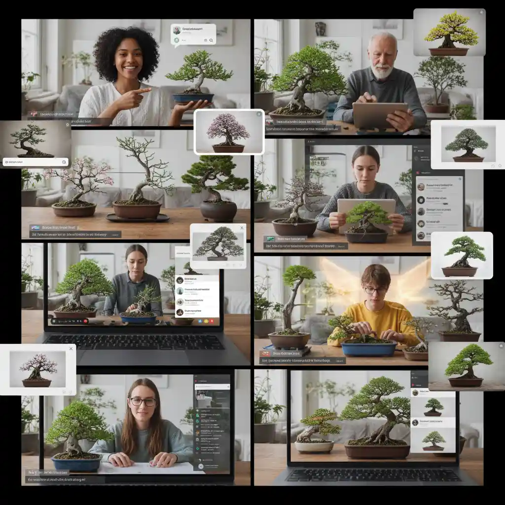 Social Media for Bonsai Enthusiasts: Groups & Hashtags - Diverse group of peo